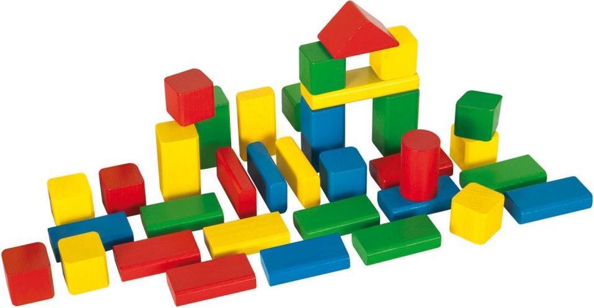 Tonnetje houten blokken 50pcs |   KIDS Cubes en Bois | in emmertje